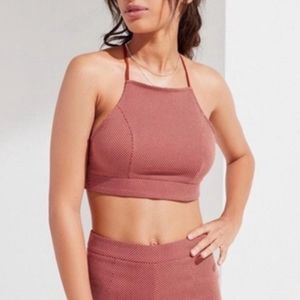 UO polka dot burnt orange crop top